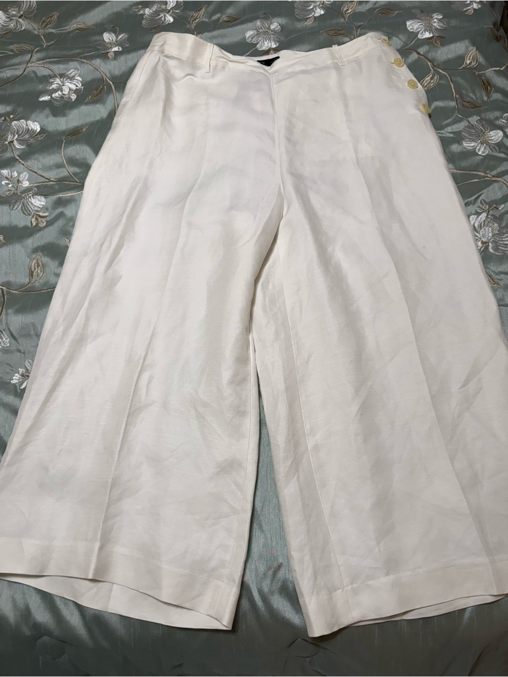 Ralph Lauren white High-Rise Wide-Leg Linen Pants - Picture 2 of 10